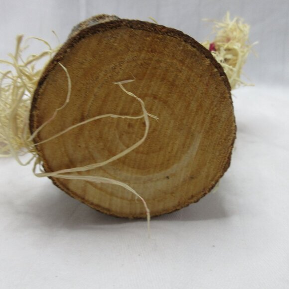 Vintage 8" Straw Santa Scarecrow on Burl Wood - Picture 5 of 5